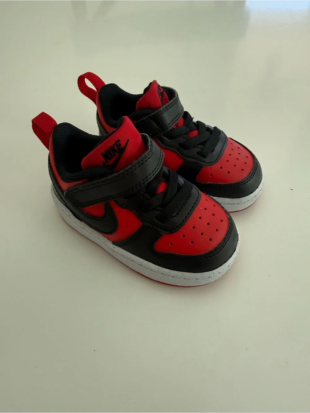 Nike Kids Red and Black Velcro Strap Sneakers